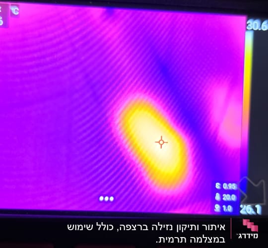 תמונה של מסך מצלמה תרמית עם אזור חם